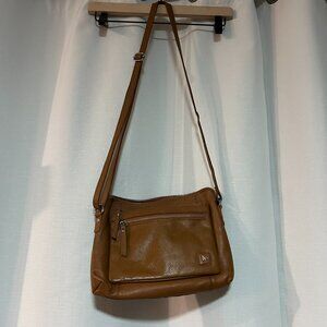 Wise Owl Purse camel brown Leather Crossbody womens bag small